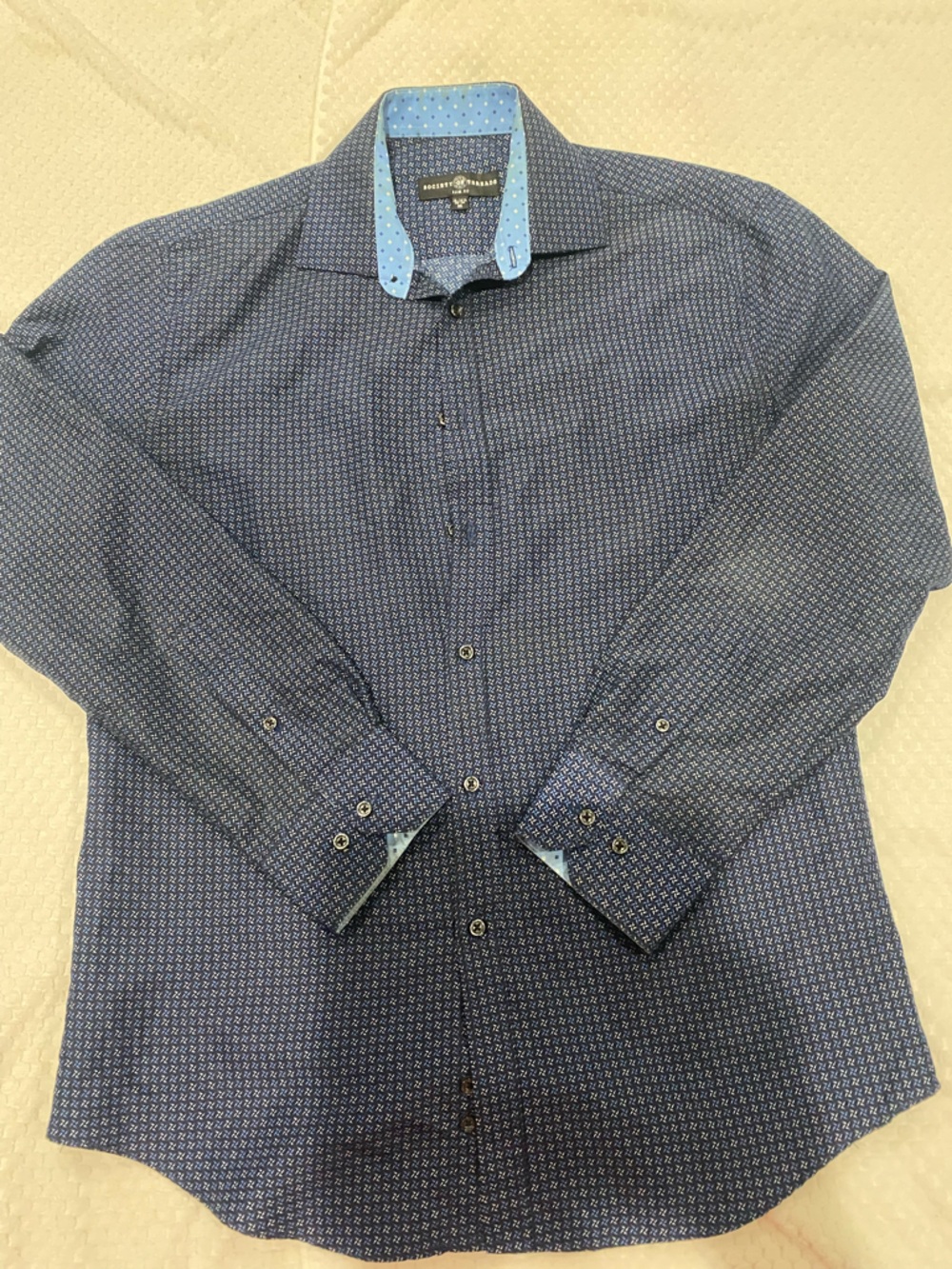 Society Of Threads Navy Geometric Button-Down Shirt